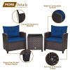 3 Pieces Rattan Patio Furniture Set with Washable Cushion