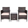 3 Pieces Ergonomic Wicker Patio Conversation Set