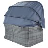 Outdoor Patio Furniture Set Daybed Sunbed with Retractable Canopy Conversation Set Wicker Furniture Sofa Set