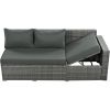 Outdoor 6-Piece All Weather PE Rattan Sofa Set; Garden Patio Wicker Sectional Furniture Set with Adjustable Seat; Storage Box; Removable Covers and Te