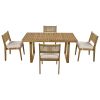 U_Style Multi-person Outdoor Acacia Wood Dining Table and Chair Set, Thick Cushions, Suitable for Balcony, Vourtyard, and Garden.