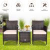 3 Pieces Ergonomic Wicker Patio Conversation Set