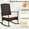 3 Piece Patio Rocking Set Wicker Rocking Chairs with 2-Tier Coffee Table