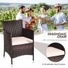 3 Pieces Ergonomic Wicker Patio Conversation Set