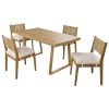 U_Style Multi-person Outdoor Acacia Wood Dining Table and Chair Set, Thick Cushions, Suitable for Balcony, Vourtyard, and Garden.