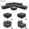 8-Pieces Outdoor Patio Furniture Sets, Garden Conversation Wicker Sofa Set, Single Sofa Combinable, Beige Cushions Gray Wicker