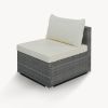 8-Pieces Outdoor Patio Furniture Sets, Garden Conversation Wicker Sofa Set, Single Sofa Combinable, Beige Cushions Gray Wicker