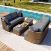 U_Style Customizable Outdoor Patio Furniture Set, Wicker Furniture Sofa Set with Thick Cushions, Suitable for Backyard, Porch.