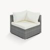 8-Pieces Outdoor Patio Furniture Sets, Garden Conversation Wicker Sofa Set, Single Sofa Combinable, Beige Cushions Gray Wicker